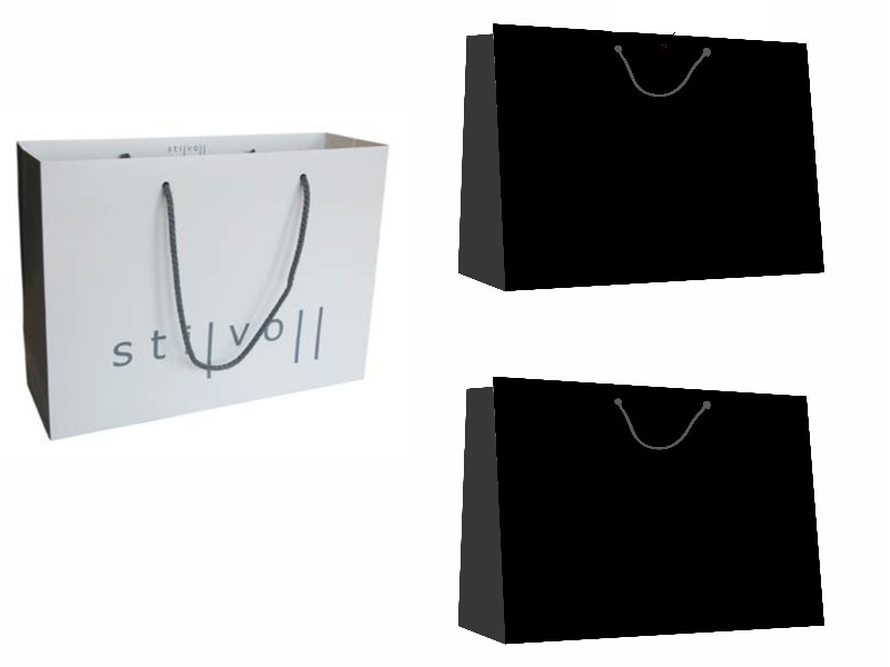 Custom Printed Paper Bags white and black